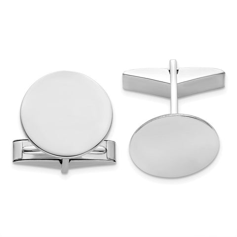 14k Real Gold White Gold Men's Circular Cuff Links