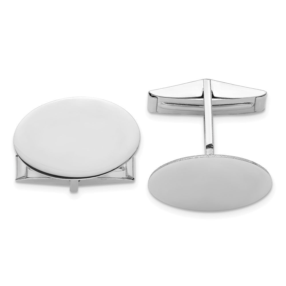 14k Real Gold White Gold Men's Oval Cuff Links - JewelryAffairs