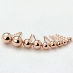14K Real Rose Gold Ball Stud Earrings - JewelryAffairs