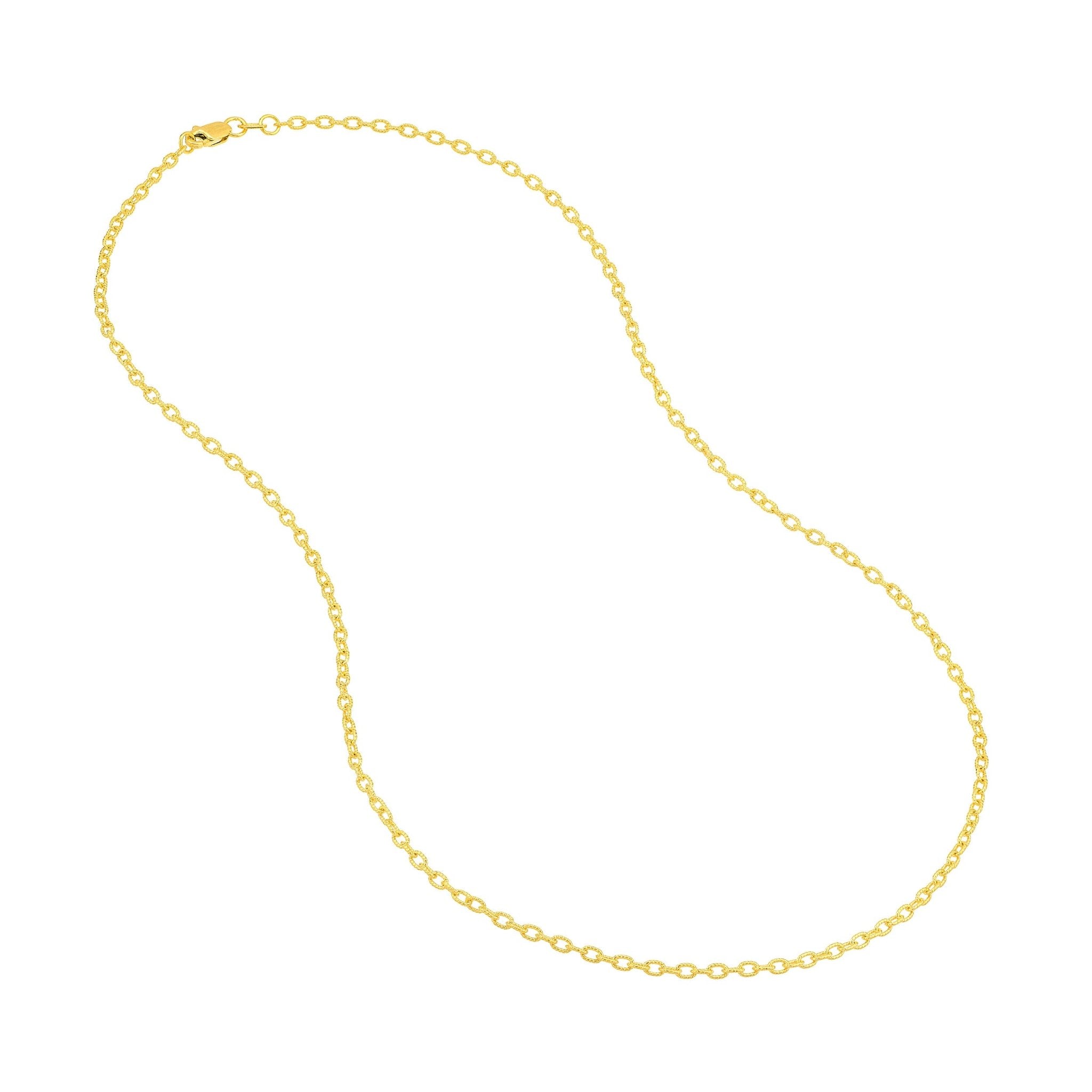 14k Real Solid Gold 1.90mm Rolo Chain Necklace