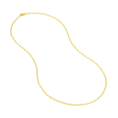 14k Real Solid Gold 1.90mm Rolo Chain Necklace