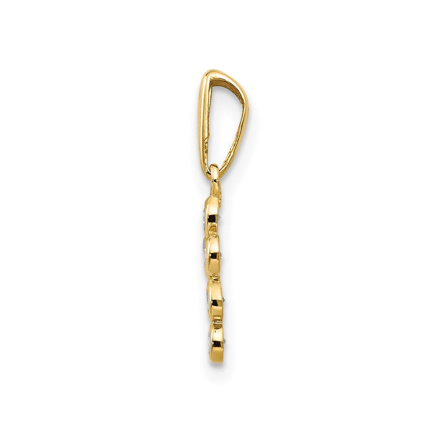 14k Real Solid Gold CZ Small Cross Pendant Charm, 10x7mm
