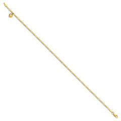 14K Real Solid Gold Figaro Link Chain Anklet with Dangling Heart Charm