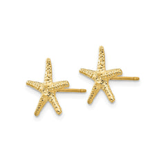 14k Real Solid Gold Starfish Stud Earrings, 11mm