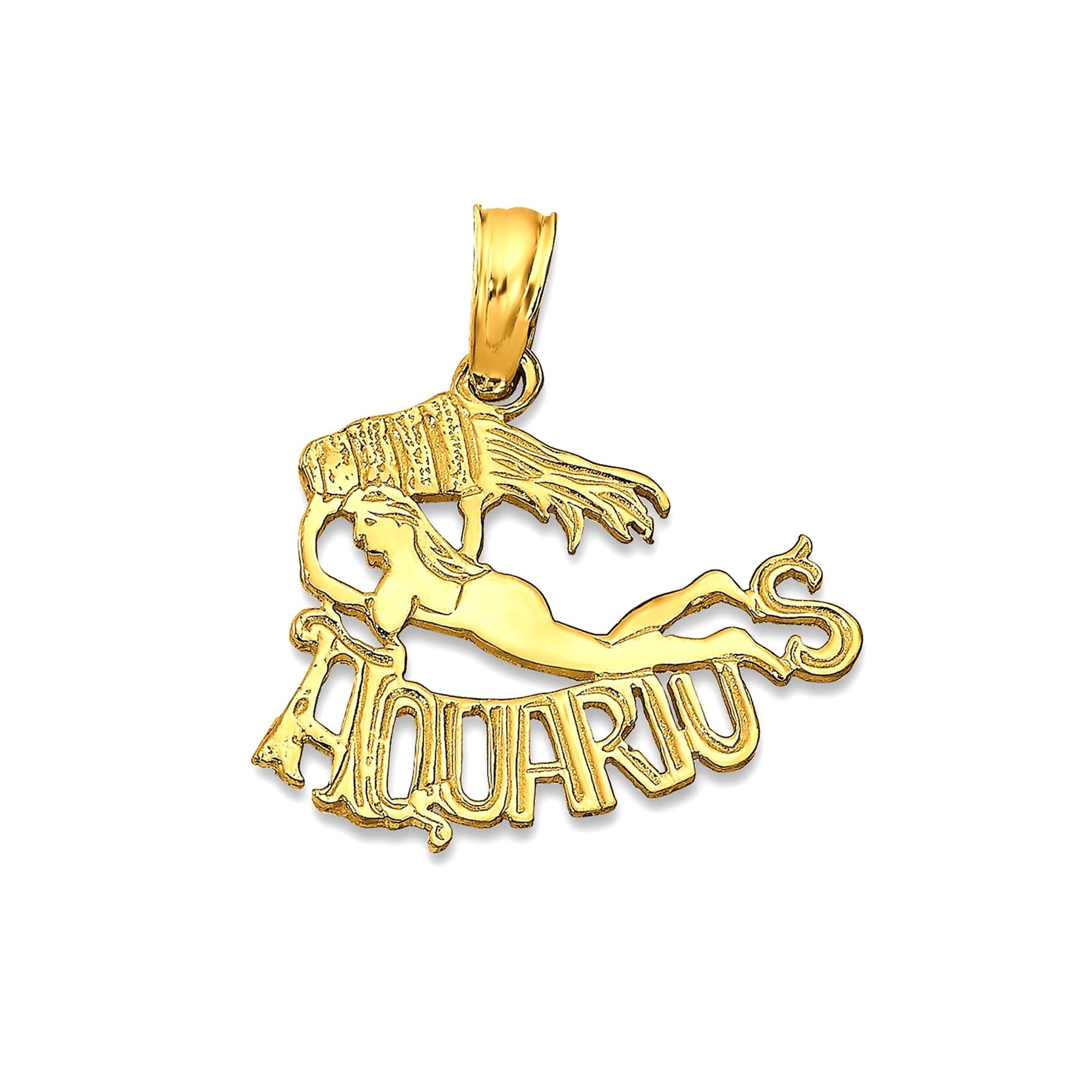 14k Real Solid Gold Zodiac Birth Symbol Pendant Charm - JewelryAffairs