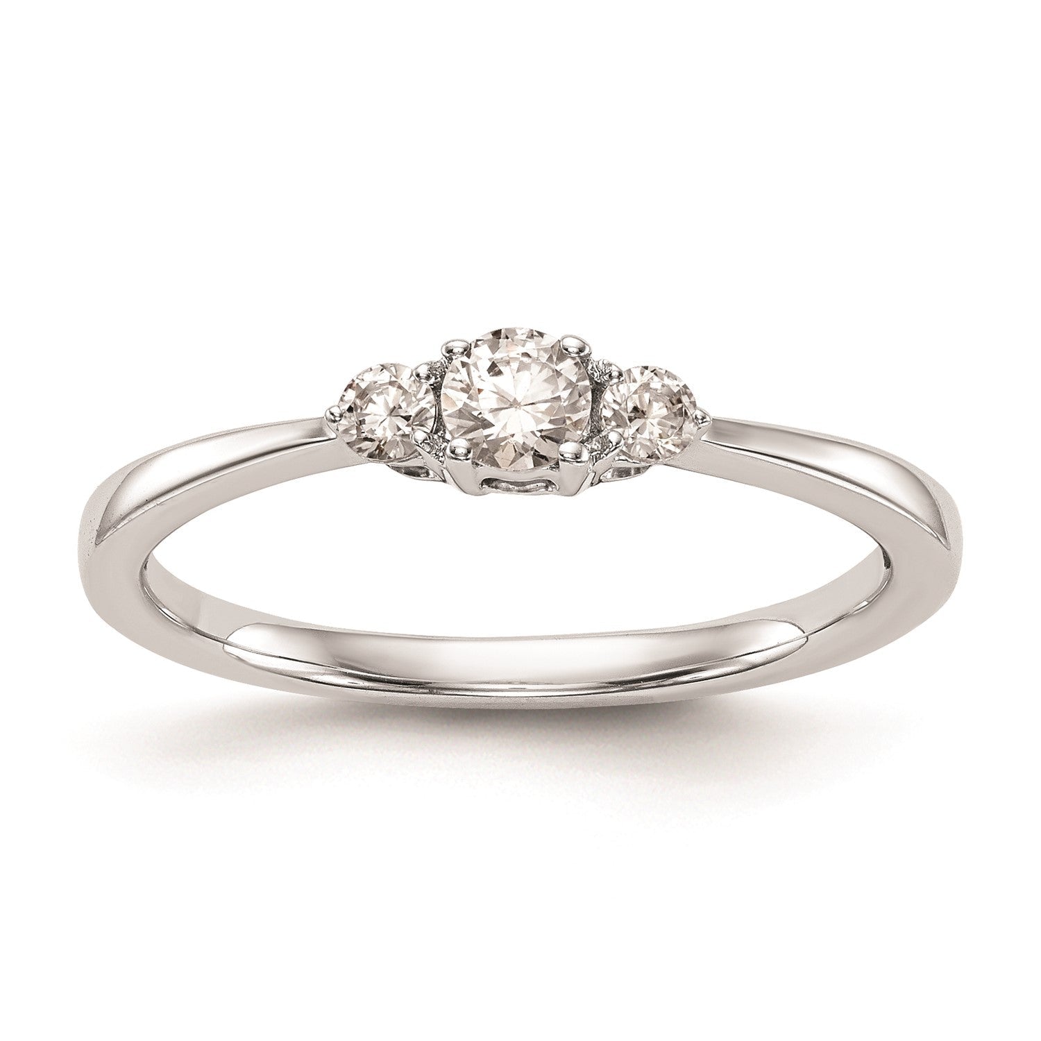 14k Real Solid White Gold 3 Stone 1/4 carat Round Diamond Promise Engagement Ring