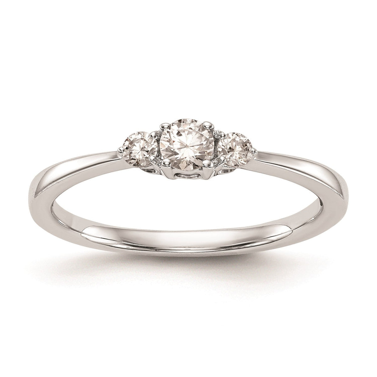 14k Real Solid White Gold 3 Stone 1/4 carat Round Diamond Promise Engagement Ring