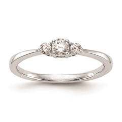 14k Real Solid White Gold 3 Stone 1/4 carat Round Diamond Promise Engagement Ring