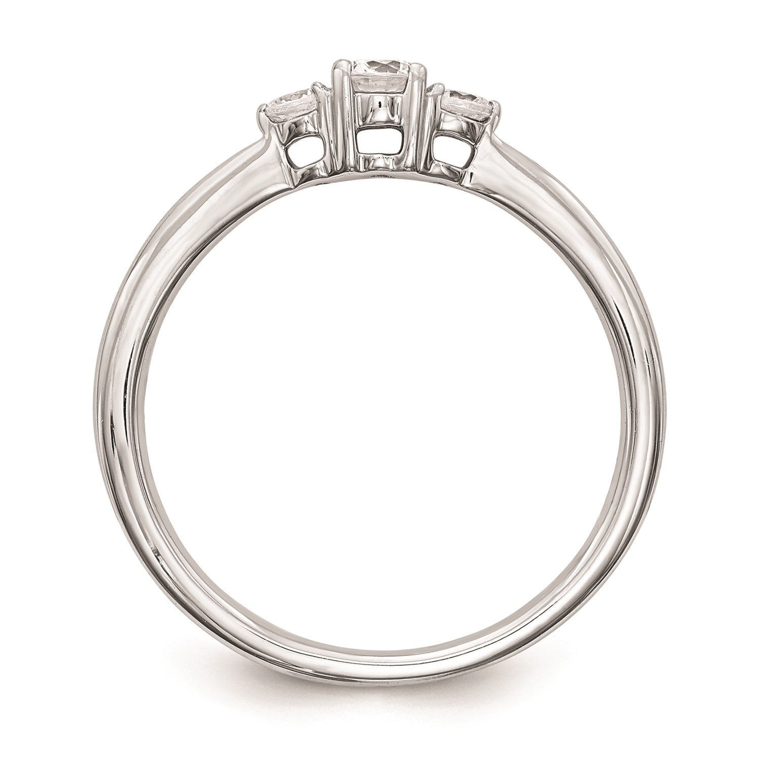 14k Real Solid White Gold 3 Stone 1/4 carat Round Diamond Promise Engagement Ring