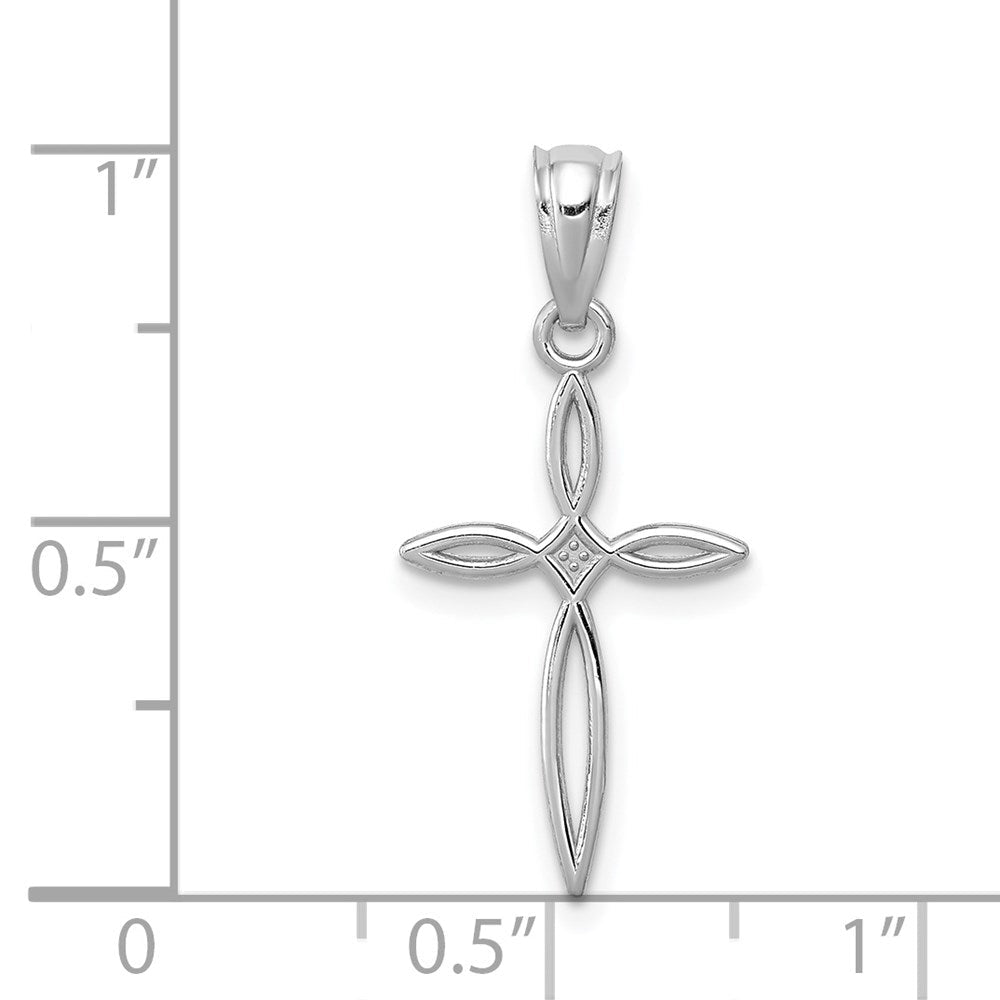 14k Real Solid White Gold Passion Cross Charm Pendant, 24x12mm