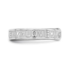 14K Real Solid White Gold Polished Love and Hearts Toe Ring