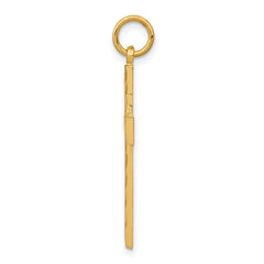 14k Real Solid Yellow Gold Diamond - cut Cross Charm Pendant, 33x15mm - JewelryAffairs