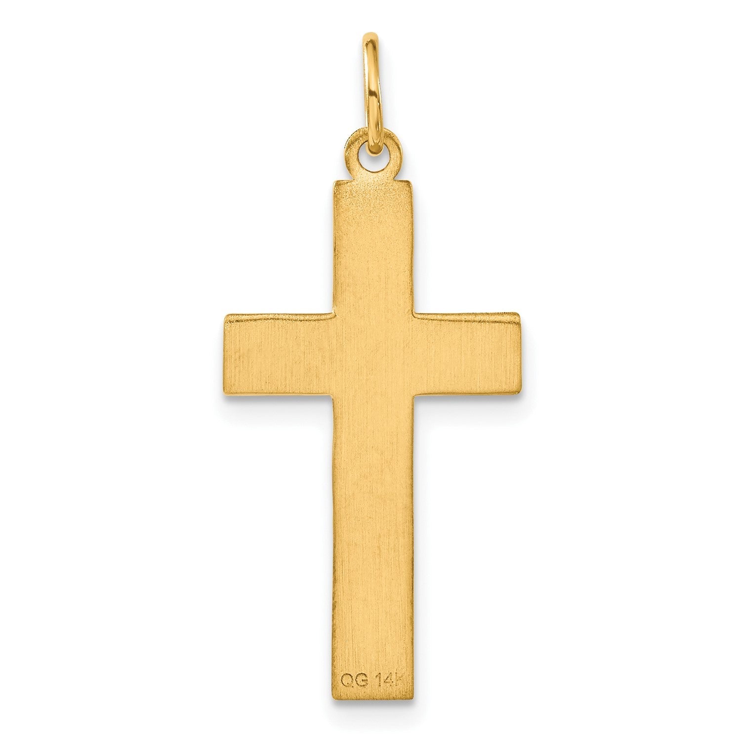 14k Real Solid Yellow Gold Diamond - cut Cross Charm Pendant, 33x15mm - JewelryAffairs