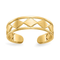 14K Real Solid Yellow Gold Diamond Shapes Toe Ring - JewelryAffairs