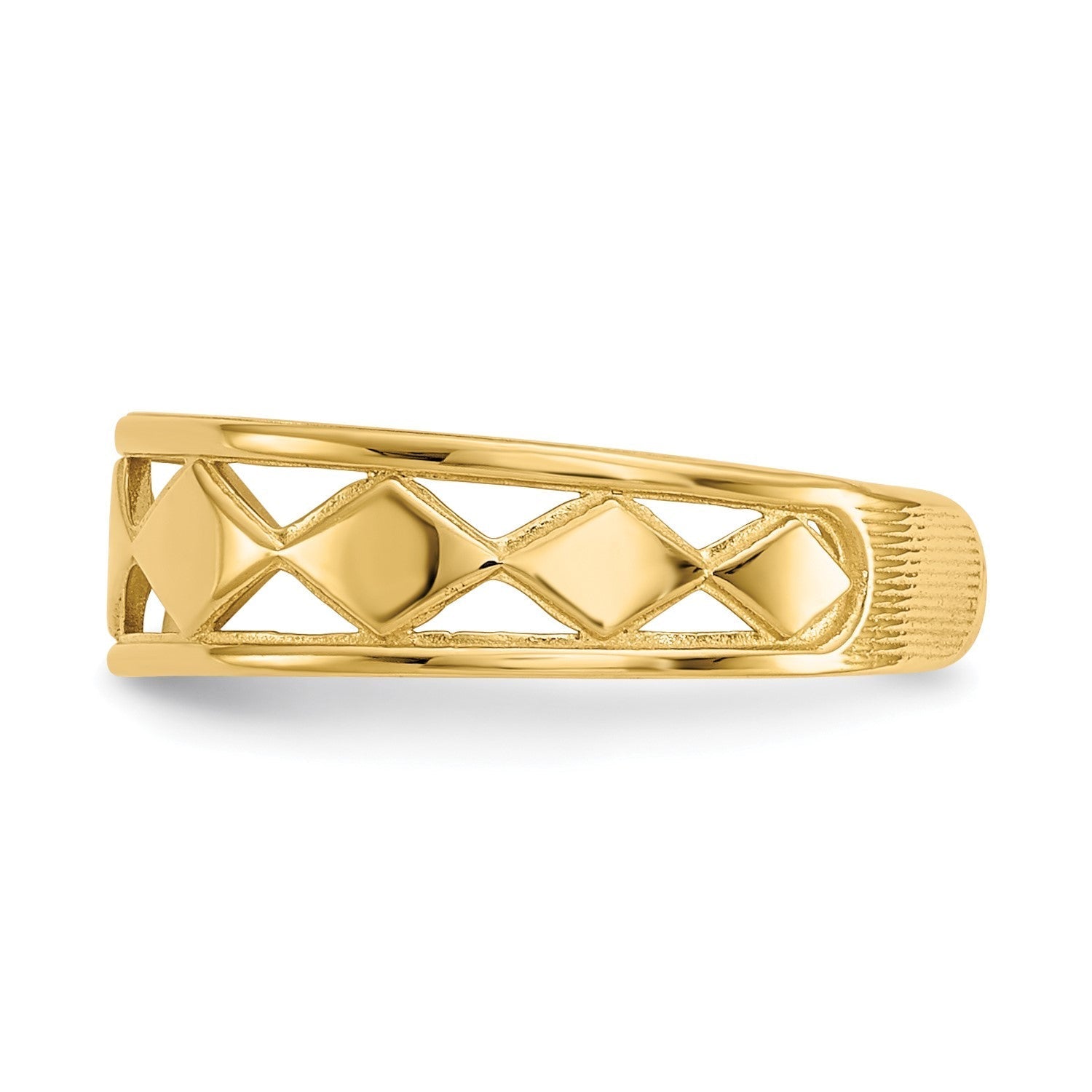 14K Real Solid Yellow Gold Diamond Shapes Toe Ring - JewelryAffairs