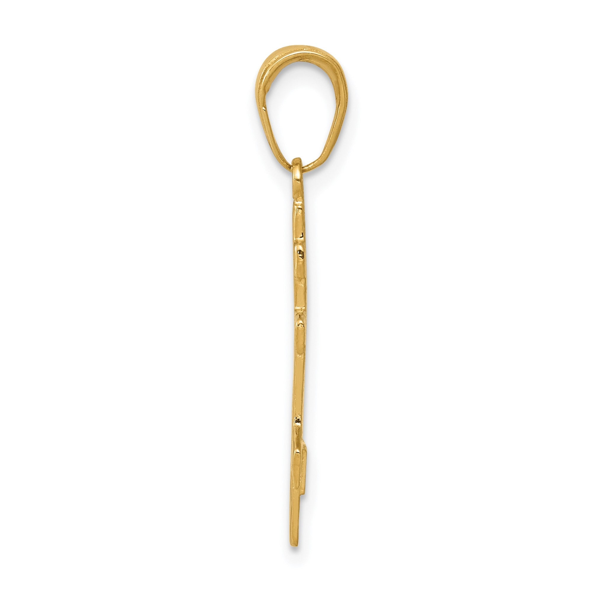 14k Real Solid Yellow Gold Eastern Orthodox Cross Pendant, 27x11mm