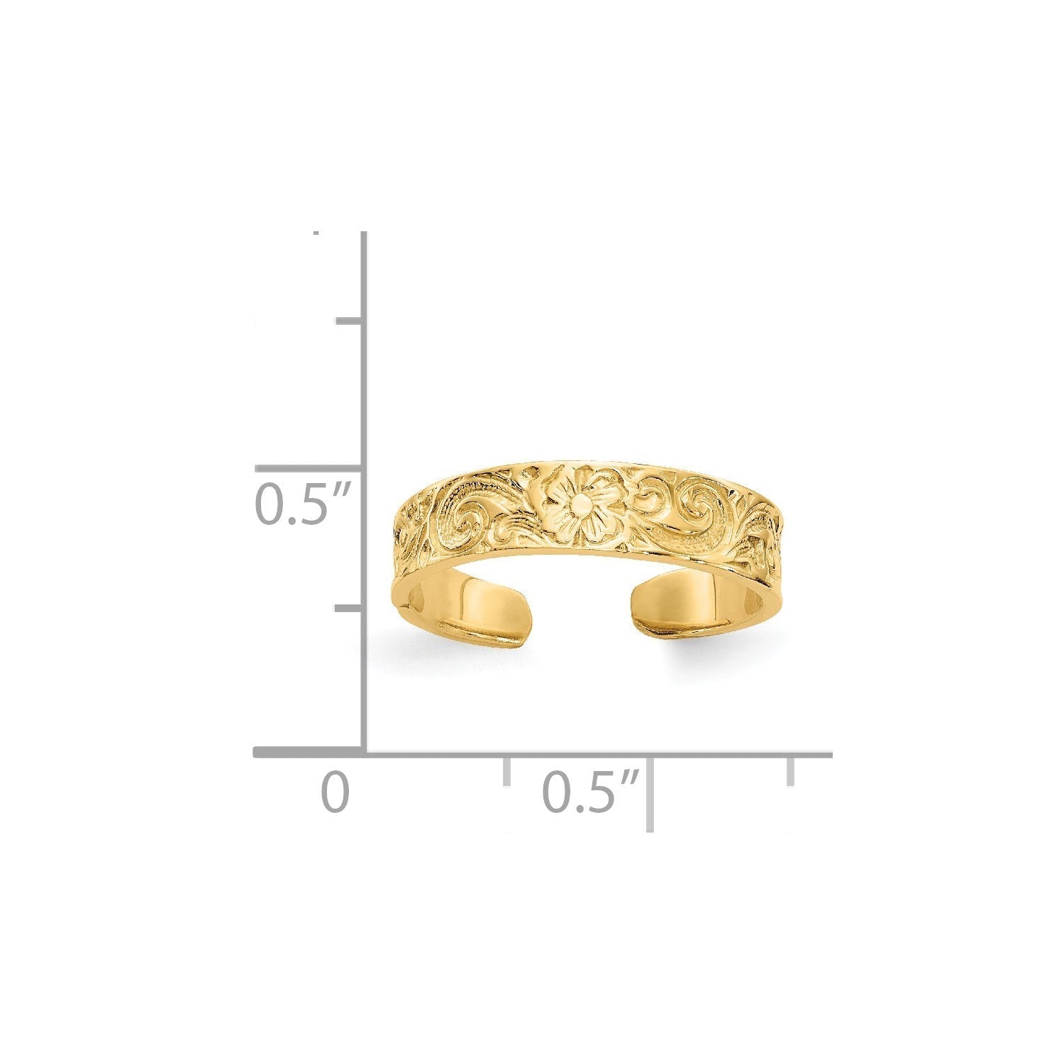 14k Real Solid Yellow Gold Flower Adjustable Toe Ring - JewelryAffairs