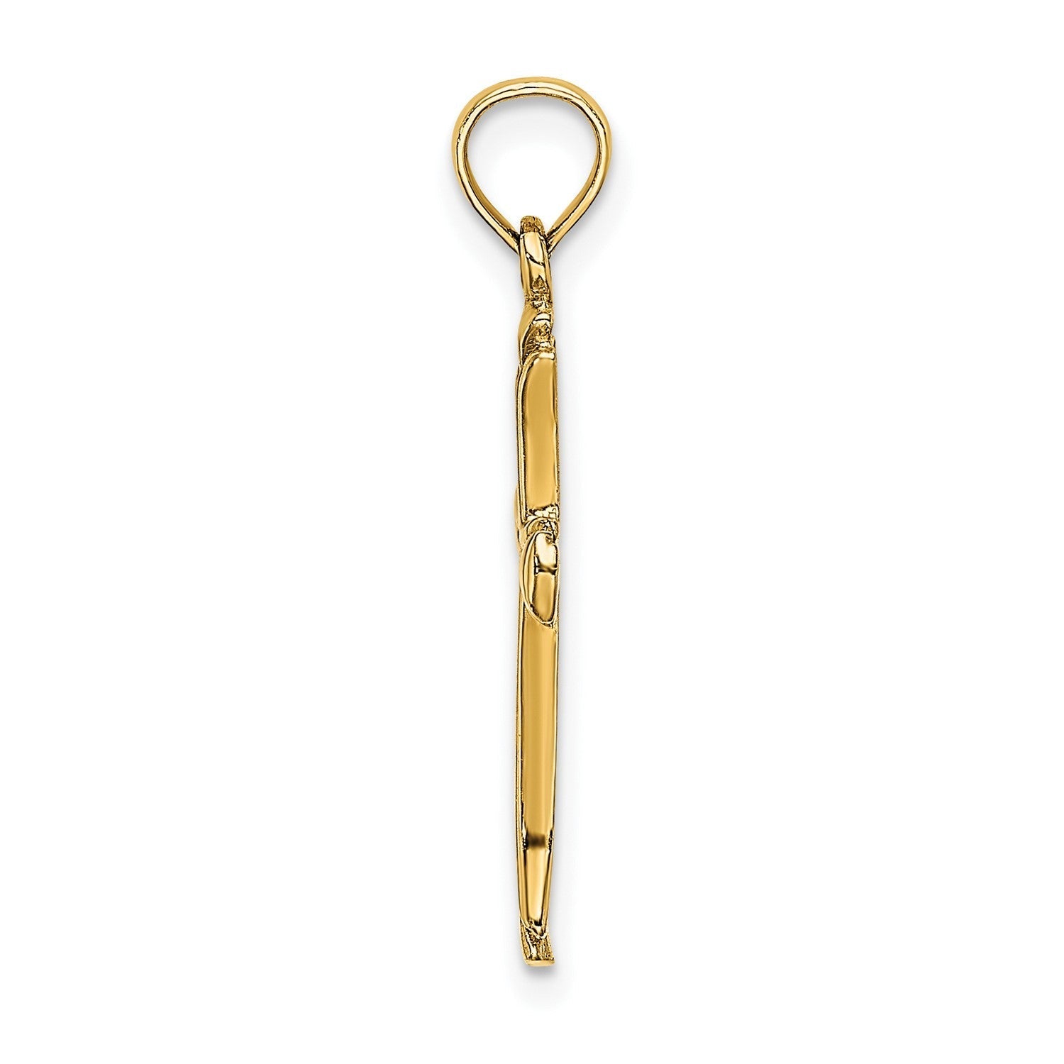 14K Real Solid Yellow Gold High Polished Unisex Cross Pendant,1 x 0.5 inches