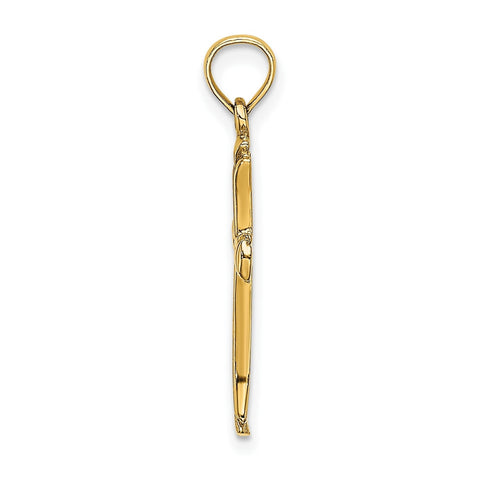 14K Real Solid Yellow Gold High Polished Unisex Cross Pendant,1 x 0.5 inches