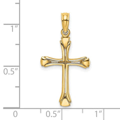 14K Real Solid Yellow Gold High Polished Unisex Cross Pendant,1 x 0.5 inches