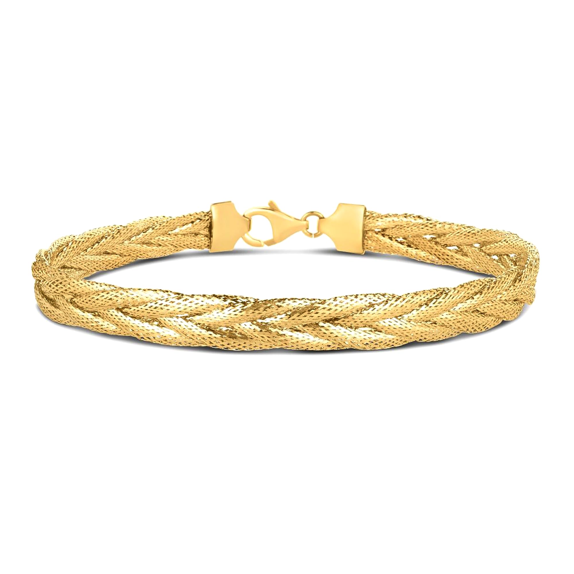 14k Real Solid Yellow Gold Rapunzel Woven Chain Necklace, 18" - JewelryAffairs