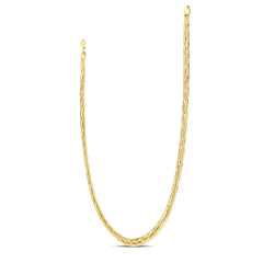 14k Real Solid Yellow Gold Rapunzel Woven Chain Necklace, 18" - JewelryAffairs