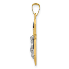 14k Real Two-tone Gold High Polished INRI Crucifix Pendant Charm,28x14mm