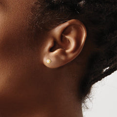 14K Real Yellow Gold 4mm Round Opal Bezel Post Stud Earrings
