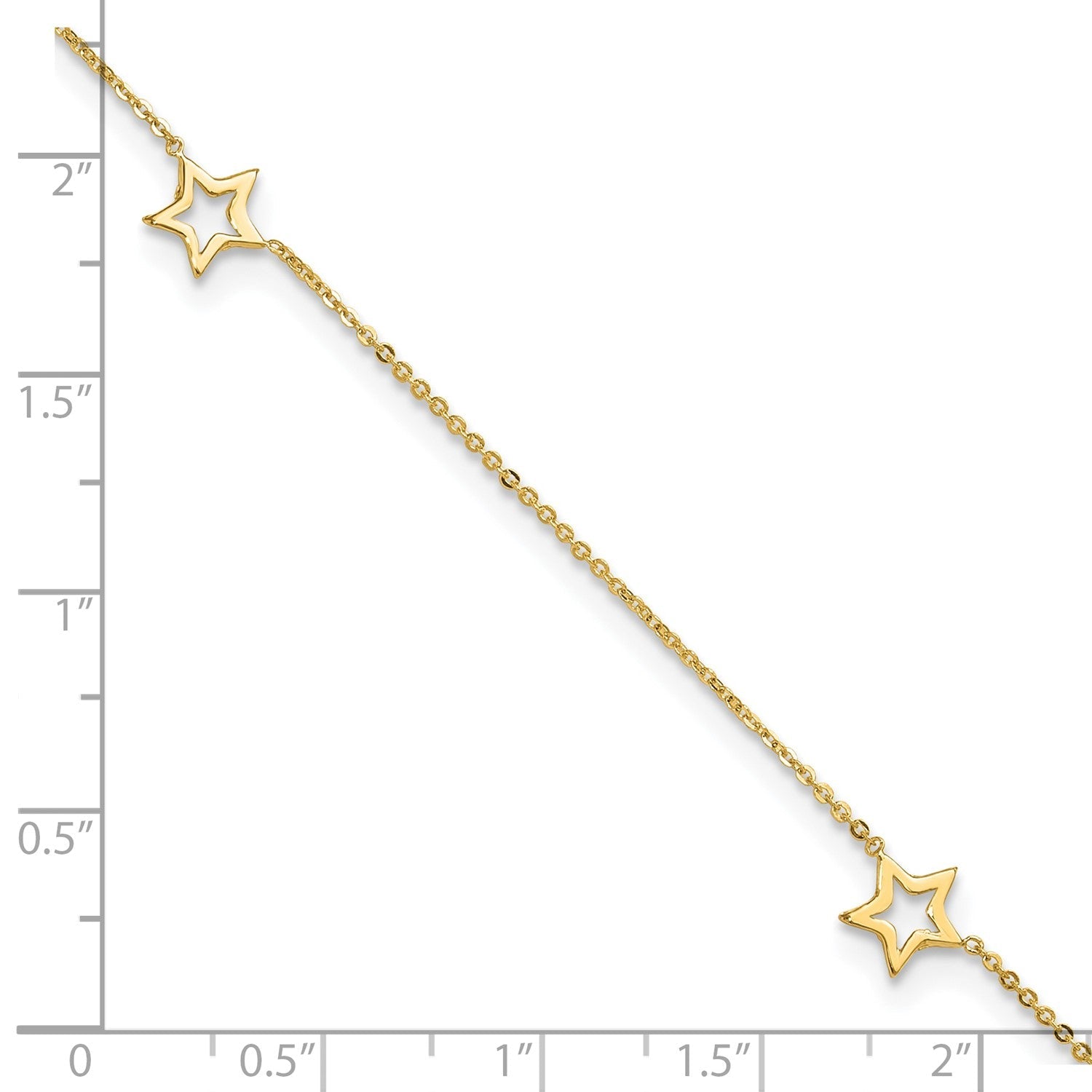 14k Real Yellow Gold Adjustable Star Charm 9 Inch to 10 Inch Adjustable Anklet