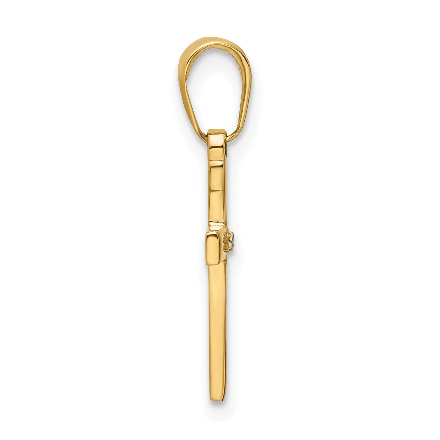 14k Real Yellow Gold and Rhodium D/C Cross Pendant Charm, 22x10mm