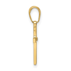 14k Real Yellow Gold and Rhodium D/C Cross Pendant Charm, 22x10mm