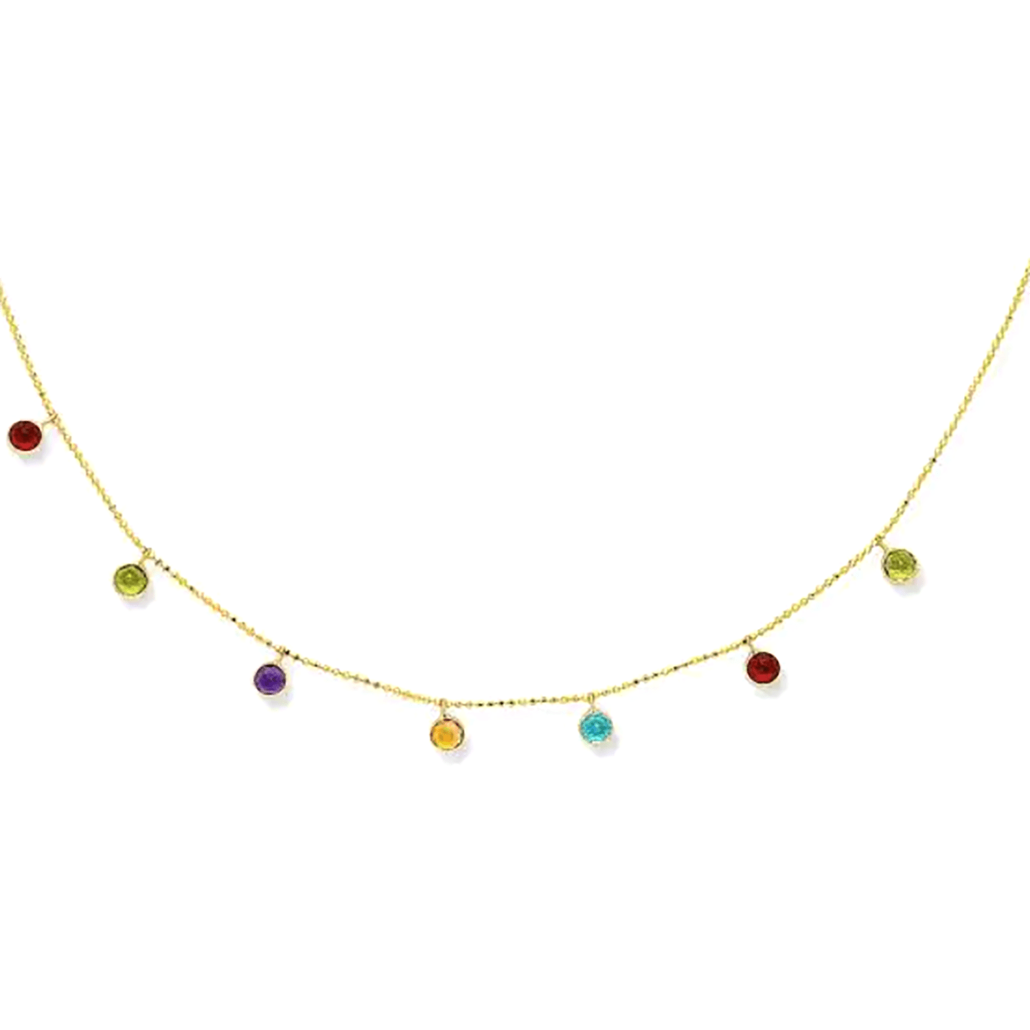 14k Real Yellow Gold and Semi - Precious Stone Necklace - JewelryAffairs