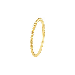 14k Real Yellow Gold Beaded Single Row Ring