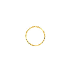 14k Real Yellow Gold Beaded Single Row Ring