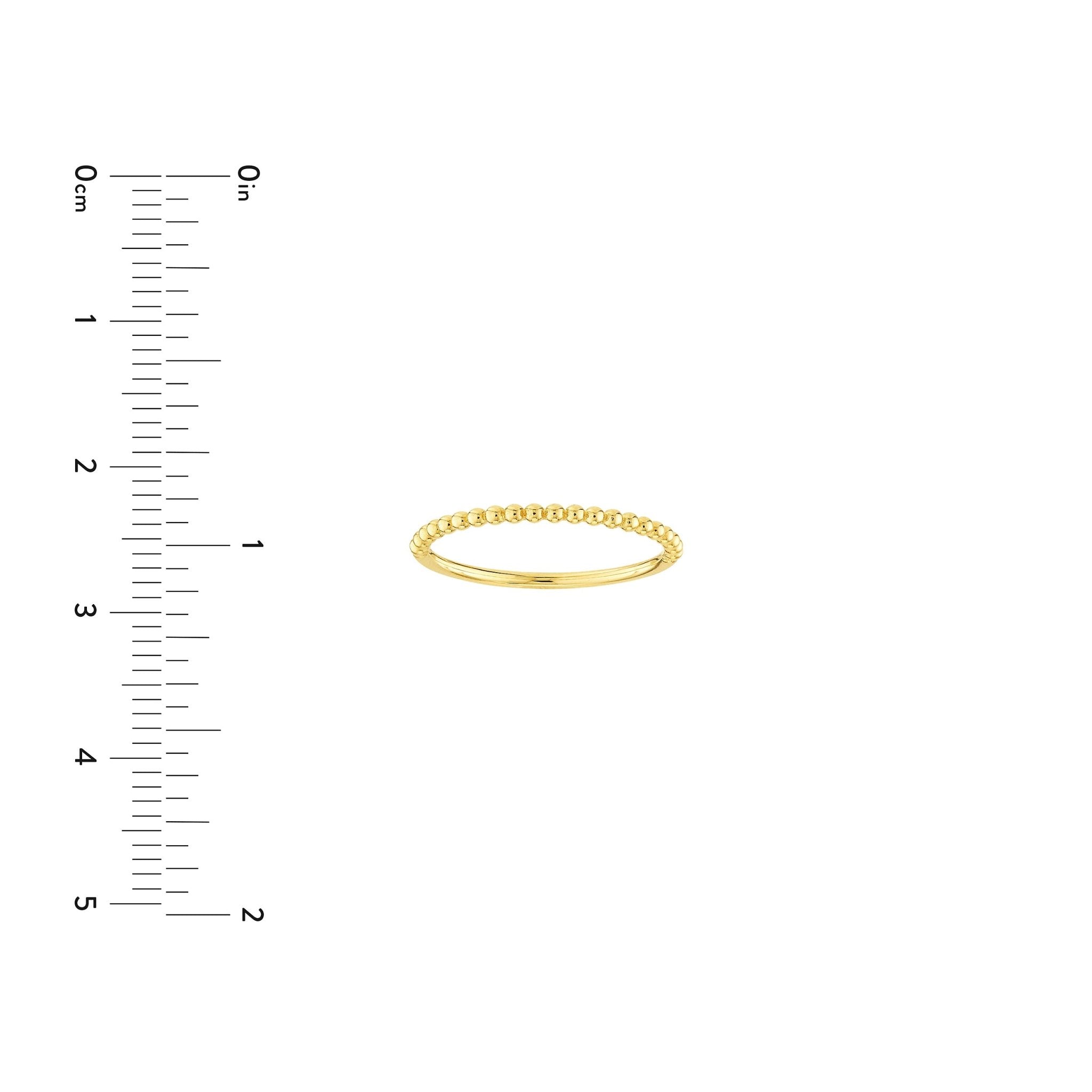 14k Real Yellow Gold Beaded Single Row Ring