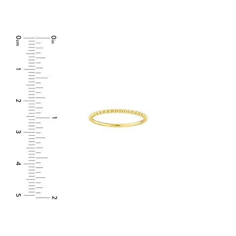 14k Real Yellow Gold Beaded Single Row Ring