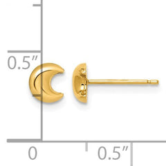 14k Real Yellow Gold Crescent Moon Post Stud Earrings - JewelryAffairs