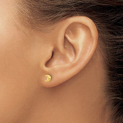 14k Real Yellow Gold Crescent Moon Post Stud Earrings - JewelryAffairs