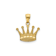 14k Real Yellow Gold Crown Pendant, 15x15mm