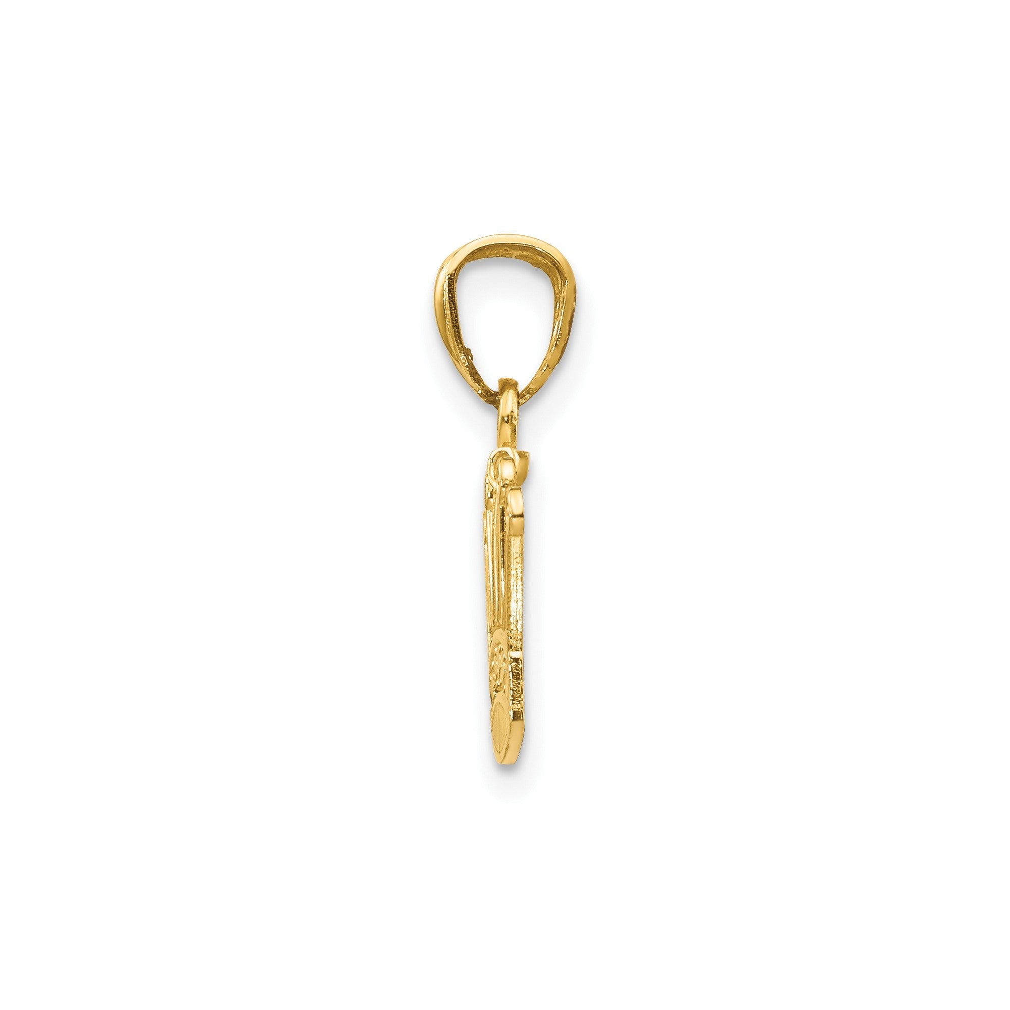 14k Real Yellow Gold Crown Pendant, 15x15mm