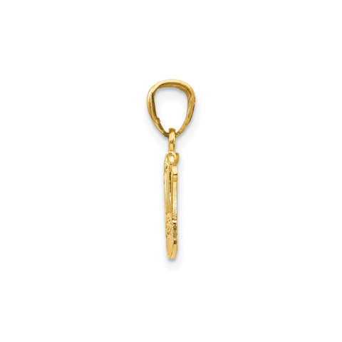 14k Real Yellow Gold Crown Pendant, 15x15mm