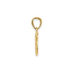 14k Real Yellow Gold Crown Pendant, 15x15mm