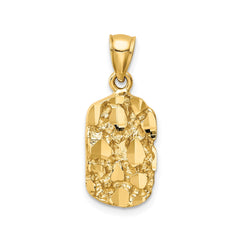 14k Real Yellow Gold Diamond-Cut Nugget Pendant Charm 1 Inch Length - JewelryAffairs