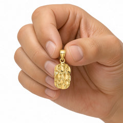 14k Real Yellow Gold Diamond-Cut Nugget Pendant Charm 1 Inch Length - JewelryAffairs