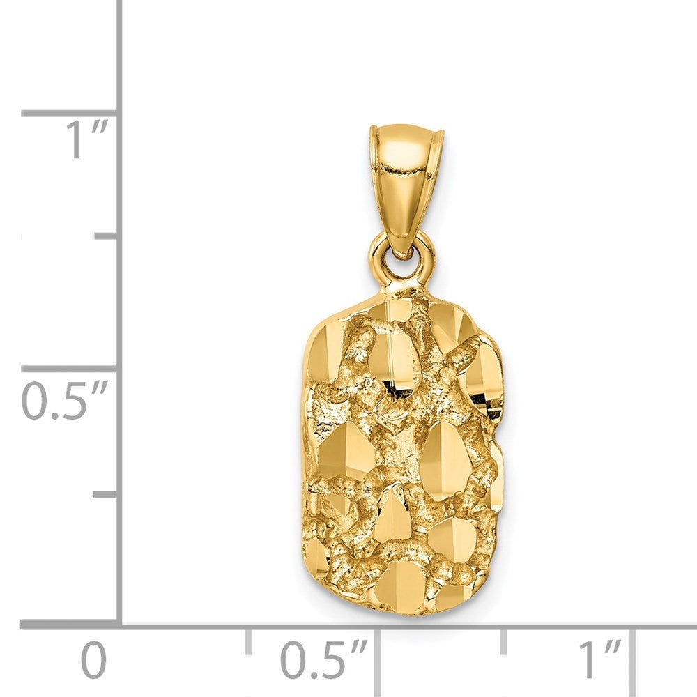 14k Real Yellow Gold Diamond-Cut Nugget Pendant Charm 1 Inch Length - JewelryAffairs