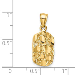 14k Real Yellow Gold Diamond-Cut Nugget Pendant Charm 1 Inch Length - JewelryAffairs