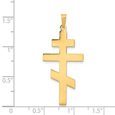 14k Real Yellow Gold Eastern Orthodox Cross Pendant, Religious Jewelry