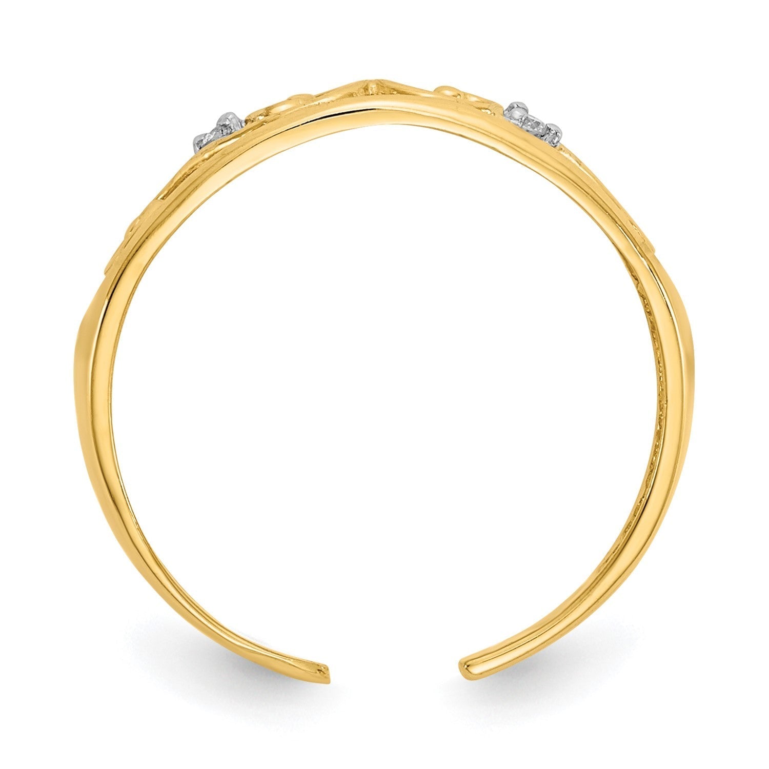 14k Real Yellow Gold Filigree Diamond Stones Toe Ring - JewelryAffairs