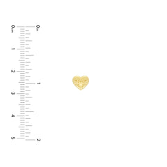 14K Real Yellow Gold Heart Pattern Stud Earrings, 8mm