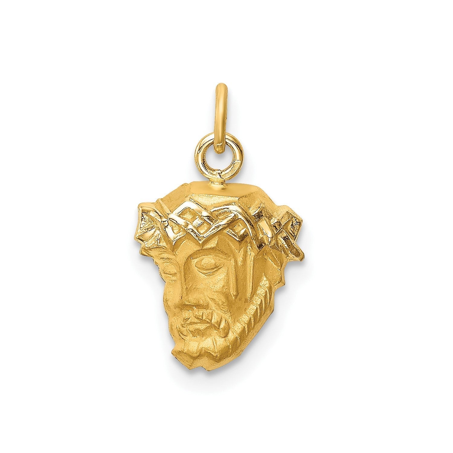 14k Real Yellow Gold Polished and Satin Jesus Medal Charm Pendant, 0.5x0.5 - JewelryAffairs